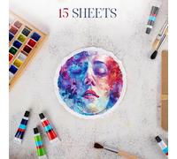 Kalanka-Wanderings Papier Aquarelle Rond Épais Fait Main Avec Bord Déchiré - 300gsm - 20 Cm Rondes Premium Blanches Pressées À Froid Texturées Pour Médias Mixtes Fabriquées En Coton Recyclé - 15 Feui