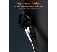 KALANKA-WH6 Casque avec Filaire, Semi in Ear Câble Ecouteurs avec Câble 3.5 pour MP3/MP4, iPad, Honor 6X/7X/8X/9/10, Huawei, Samsung Galaxy S6/S7/S8, Redmi Note 8/9 - Blanc