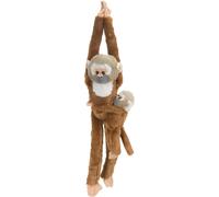 KALANKA-Wild Republic- Hanging Monkey with Baby Tamarin Squirrel Animal, 15264, Écureuil Singe, 20 inches, Noir et Blanc