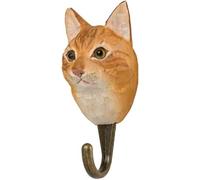 KALANKA-Wildlife Garden Hook House Cat (WG4512) ¿ Crochet mural en bois sculpté à la main ¿ Cadeau idéal pour les amoureux des chats