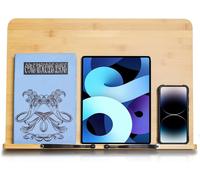 Kalanka-Wishacc Support De Livre En Bambou Pour Lecture Mains Libres Extra Large 50 X 35,6 Cm