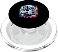 Kalanka-Wolf Pygargue À Tête Blanche Drapeau Américain Pleine Lune Nouvel An Amoureux Du Loup Popsockets Popgrip Pour Magsafe
