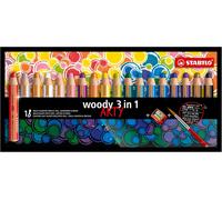 Kalanka-Woody 3in1 Arty - Crayon De Couleur - Étui Carton X 18 Crayons De Coloriage+ Taille Crayon + Pinceau - Gamme Arty
