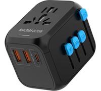 KALANKA-Worldwide Universal Travel Adapter with PD20W, 2 USB, 1 USB C and 1 AC Plug, International Plug Adapter, for Germany, USA, England