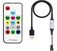 KALANKA-WS2811 WS2812B SK6812 Contrôleur de bande lumineuse LED RVB 14 touches DC5-24 V RF sans fil 3 broches Jack Sortie USB Télécommande pour Mini LED Pixel Strip Dimmer