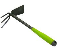 KALANKA-Xclou Serfouette avec panne et fourche 34 x 19 x 6 cm - Binette à main pour jardinage - Sarcloir de jardin avec 3 griffes - Outil de jardin multifonctions, Argent/vert