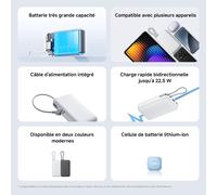 Kalanka-Xiaomi 22.5w Power Bank 20000mah (Câble Intégré) Gris Foncé