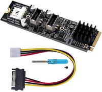 KALANKA-Xiwai Adaptateur répartiteur USB 3.1 Type-E vers USB 3.0 19/20 broches 5 Gbit/s à double ports, 10 Gbit/s USB 3.1 Type-E pour panneau avant NVME NGFF M-Key Express Adaptateur pour carte mère