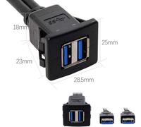 Kalanka-Xiwai Câble Auxiliaire Double Usb 3.0 Étanche De 1 M Pour Tableau De Bord De Voiture