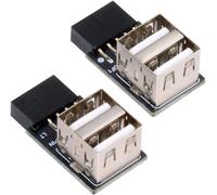 KALANKA-Xiwai Lot de 2 adaptateurs 9 broches 10 broches pour carte mère interne vers double USB 2.0 femelle, convertisseur horizontal haute vitesse 480 Mbps pour ordinateurs portables, tablettes