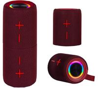 KALANKA-XR 8A44 Double Haut-Parleur amplifié Portable 10 W x 2, boîtier sans Fil séparable en 2 unités, Micro SD, AUX-in, Audio sans Fil 5.3, IPX5, Batterie intégrée, Rouge