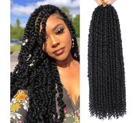 Kalanka-Xtrend 18 Pouces 8packs 12 Mèches/Pack Présive De Passion Twist Coiffure Pré-Boucle De Passion Noire Torsion Synthétique Tresser Les Extensions De Cheveux Pour Les Femmes Noires (1b #)