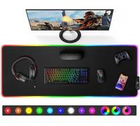 KALANKA-XXL Tapis de Souris RGB Gaming, Grand Tapis Souris avec 12 Modes d'Éclairage LED, Mouse Pad avec Tissu Micro-Tissé, Tapis Épaissi de 5 mm pour Gamer, Bureau,800 x 300mm