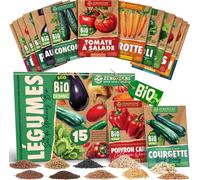 KALANKA-ZenGreens® - Kit de graines de légumes bio - 15 variétés pour une culture facile au jardin, sur le balcon ou dans une jardinière surélevée - Semences potagères