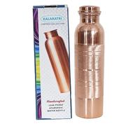 KALARATRI Bouteille d'eau en cuivre pur de 1000 ml avec couvercle - Récipient à eau ayurvédique pour le yoga et le sport - Grande capacité - Résistant à la fuite - Finition lisse
