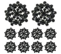 Kalastussaari 10pcs Boutons en Strass Noirs Crystal Boutons décoratifs 22 mm Boutons de Fantaisie en Alliage pour Bijoux de Bricolage Décoration de Mariage Bouquet Bouquet Accessoires de Cheveux
