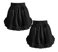 Kalastussaari 2pcs demi-tablier tabliers noirs pour les femmes avec des poches chefs ajustés cuisinier court tablier