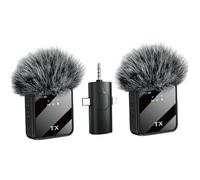 Kalastussaari 3 en 1 Microphone lavalier avec Annulation de Bruit à Annulation de 3,5 mm Microphones sans Fil 2 Pack Mini Micro LED pour Interview, ASMR, vidéo et podcasting