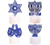 Kalastussaari 4pcs Décorations de Hanoukka, 4 Styles LED Hanoukka Menorah, Battle Hanoukah Lights Candlers pour la Chambre à Coucher juif Livrée Décor juif