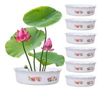 Kalastussaari 6pcs Lotus Bowl Planteur de Style Chinois Lotus Bowl 7x2.3 Planteur hydroponique sans Drain Rond décoratif pour Eau lis Narcisse Plantation
