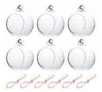 Kalastussaari Bougeoir Suspendu, 6 pcs de 3,2 Pouces Globes en Verre suspendues pour Bougies à LED, Bricolage Suspendu aux Feux à thé Suspend