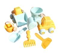 Kalastussaari Ensemble de Jouets de Plage, Outils Jeu Sable 7pcs (Chariot élévateur/Pelle/Seau), kit Voyage en Plastique Biologique pour garçons/Filles - Activités en Plein air
