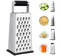 Kalastussaari Roudre de Fromage, râpe de boîtier en Acier Inoxydable 8 Pouces avec trancheuse légumes à 4 côtés avec Base Non Glissante et Manipulation Portable pour Les racets au Fromage Cuisine