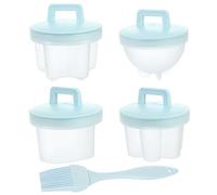 Kalastussaari Tas d'œufs pochés résistance à Haute température 4pcs Moule à œufs durs et 1PC Brusque Huile Poached Maker Cuissier cuif durs pour Enfants