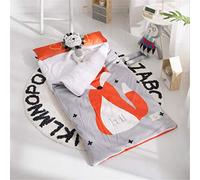 Kalavika Sac de Couchage pour Enfant en Coton Nids d'ange, Tapis de Sieste avec Motif Mignon et Oreiller Couverture pour Ecole Cadeau Naissance Baptême (Renard)