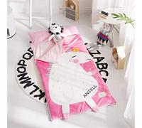 Kalavika Sac de Couchage pour Enfant en Coton Nids d'ange, Tapis de Sieste avec Motif Mignon et Oreiller Couverture pour Ecole Cadeau Naissance Baptême (Licorne Rose)