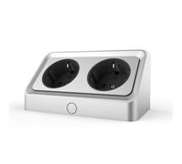 kalb - Avena - Multiprise coudée à 2 prises - Raccord direct 230 VAC - Avec gabarit de perçage - Double prise pour montage de meubles et armoires de salle de bain (gris argenté)