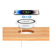 kalb - Chargeur rapide QI encastrable - 15 W - Blanc - 7,5 cm de diamètre - Chargeur USB intelligent sans fil - Port USB - Port USB-C