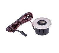 Kalb - Hub USB encastrable 2 en 1 USB et USB-C - En acier inoxydable - Prise pour smartphone, tablette, liseuse électronique - Montage de meuble 12 V - Choix : acier inoxydable brossé