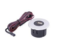 Kalb - Hub USB encastrable 2 en 1 USB et USB-C - En acier inoxydable - Prise pour smartphone, tablette, liseuse électronique - Montage de meuble 12 V - Gris argenté