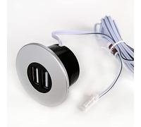 kalb | Hub USB encastrable, Gris argenté, Prise pour Smartphone, Tablette, e-Reader Encastrement dans Le Meuble 12V