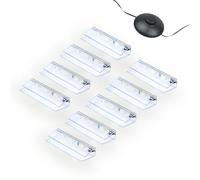 kalb | LED Éclairage bords de verre Ambilux Clip transparent 3000K 5000K 1-10 sets Verre 4-10mm Interrupteur à pied Extensible avec variateur & contrôle Smart-Home (Blanc froid, Set de 9)