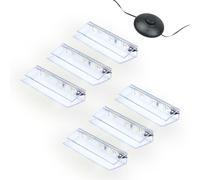 kalb | LED Éclairage bords de verre Ambilux Clip transparent 3000K 5000K 1-10 sets Verre 4-10mm Interrupteur à pied Extensible avec variateur & contrôle Smart-Home (Blanc froid, Set de 6)