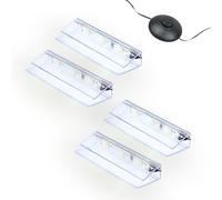 kalb | LED Éclairage bords de verre Ambilux Clip transparent 3000K 5000K 1-10 sets Verre 4-10mm Interrupteur à pied Extensible avec variateur & contrôle Smart-Home (Blanc froid, Set de 4)