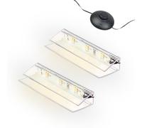 kalb | LED Éclairage bords de verre Ambilux Clip transparent 3000K 5000K 1-10 sets Verre 4-10mm Interrupteur à pied Extensible avec variateur & contrôle Smart-Home (Blanc chaud, Set de 2)