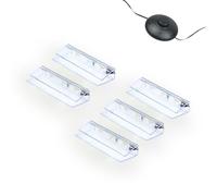 kalb | LED Éclairage bords de verre Ambilux Clip transparent 3000K 5000K 1-10 sets Verre 4-10mm Interrupteur à pied Extensible avec variateur & contrôle Smart-Home (Blanc froid, Set de 5)