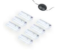 kalb | LED Éclairage bords de verre Ambilux Clip transparent 3000K 5000K 1-10 sets Verre 4-10mm Interrupteur à pied Extensible avec variateur & contrôle Smart-Home (Blanc froid, Set de 7)