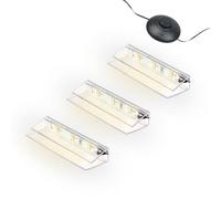 kalb | LED Éclairage bords de verre Ambilux Clip transparent 3000K 5000K 1-10 sets Verre 4-10mm Interrupteur à pied Extensible avec variateur & contrôle Smart-Home (Blanc chaud, Set de 3)