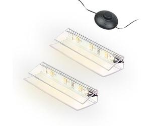 kalb | LED Éclairage bords de verre Ambilux Clip transparent 3000K 5000K 1-10 sets Verre 4-10mm Interrupteur à pied Extensible avec variateur & contrôle Smart-Home (Blanc chaud, Set de 2)