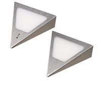 Kalb | Lot de 2 spots LED triangle avec capteur - Variateur encastrable en acier inoxydable brossé Blanc chaud