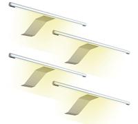 kalb | luminaire LED en saillie 340x170x40 mm pour placard 12 V CC 4 W 230 lm avec interrupteur et bloc d’alimentation gris argenté (gris argenté, lot de 4, blanc chaud)