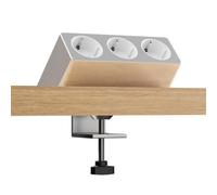kalb Luxor Prise 3 prises, contact de protection UE, câble de 2 m, pince de table, montage sous table, prise de bureau, multiprise table, 230 V CA, prise de bureau, montage flexible, gestion des