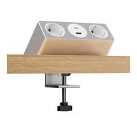 Kalb Nexura Multiprise de table avec 2 prises 230 V AC, USB A/C 30 W, montage flexible avec pince en C ou plaque de montage, câble de 2 m, Plug & Play, pour la maison, le bureau et les meubles