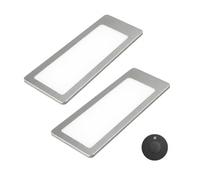 kalb | TooFlatXL éclairage LED sous meuble 12V lot 1-4 avec interrupteur sans fil MonoDot, ultra-plat 4 mm, grand champ lumineux 155 × 55 mm, inox brossé, Plug & Play (2, blanc chaud)