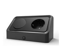 kalb Vetra Prise coudée avec interrupteur à bascule pour sortie de câble, raccordement direct 230 VAC avec gabarit de perçage, prise unique pour montage de meubles et armoires de salle de bain (noir)