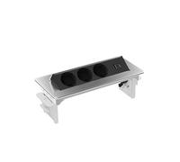 kalb Voltaris Lot de 3 multiprises à rabat avec USB A/C, 230 V CA 16 A, panneau de raccordement de table pour meubles, prise encastrable avec ports USB, multiprise escamotable, contact de protection